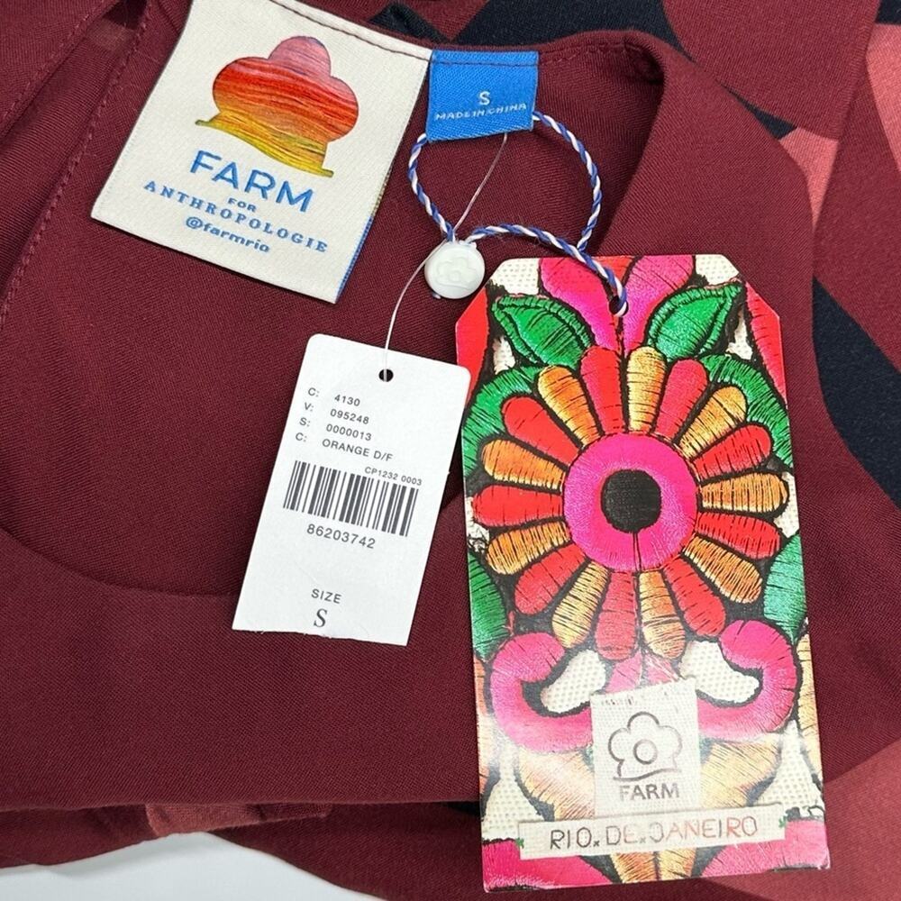 NWT | Farm Rio x Anthropologie | Floral-Print Maxi Dress | Orange D/F | Small - Picture 16 of 16